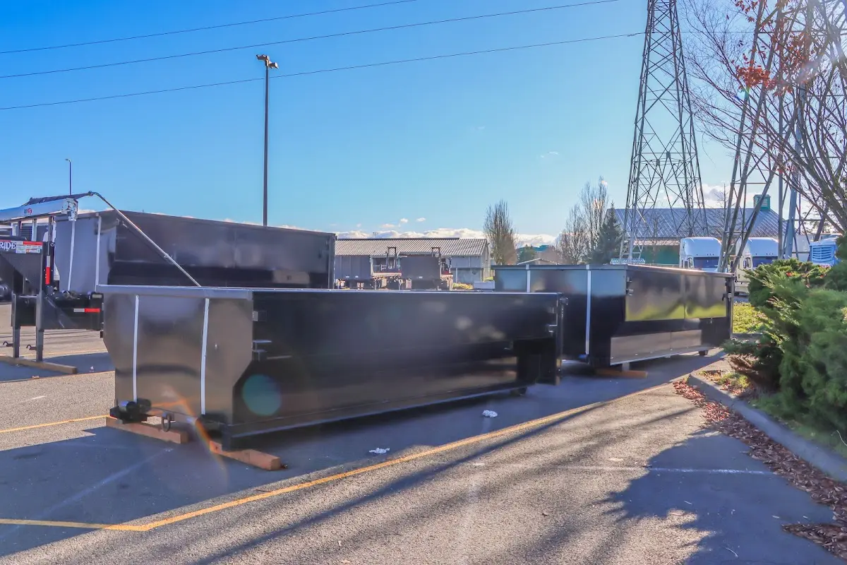 Roll-off dumpster ready for waste disposal at job site for Concrete Dumpster Rental in La Habra Heights
